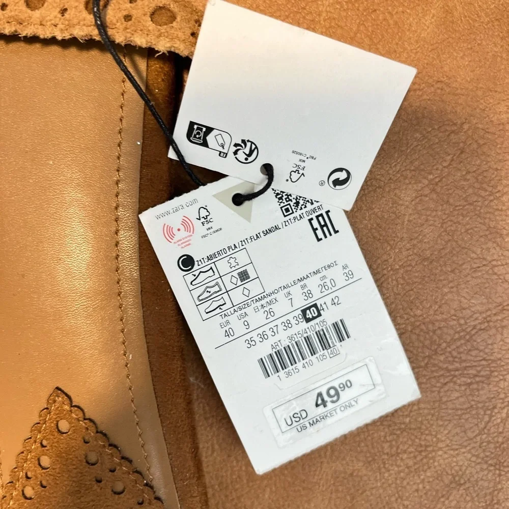 TREND NEW ! ZARA FLAT SUEDE SANDALS
BROWN - REF. 3615/410 
Size 9 EUR 40 - Picture 2 of 5